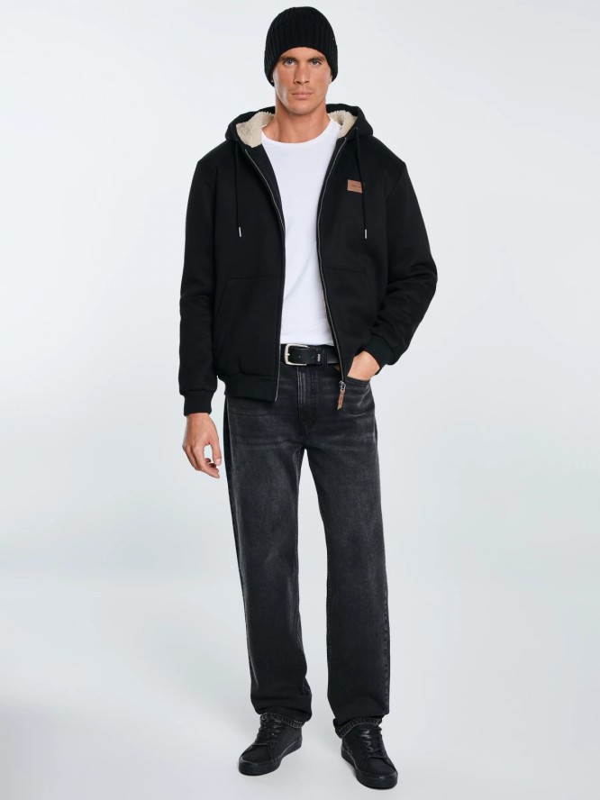 Bluza męska ocieplana barankiem czarna Milar 906