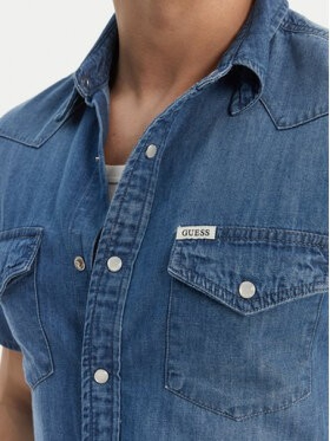 Guess Koszula jeansowa M6GH87 D1035 Niebieski Regular Fit