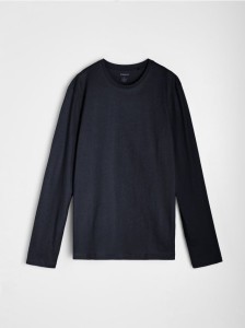 Bawełniana koszulka z długimi rękawami - granatowy