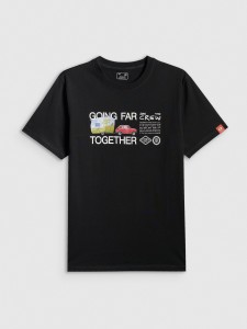 4F T-shirt regular z nadrukiem męski - czarny XL