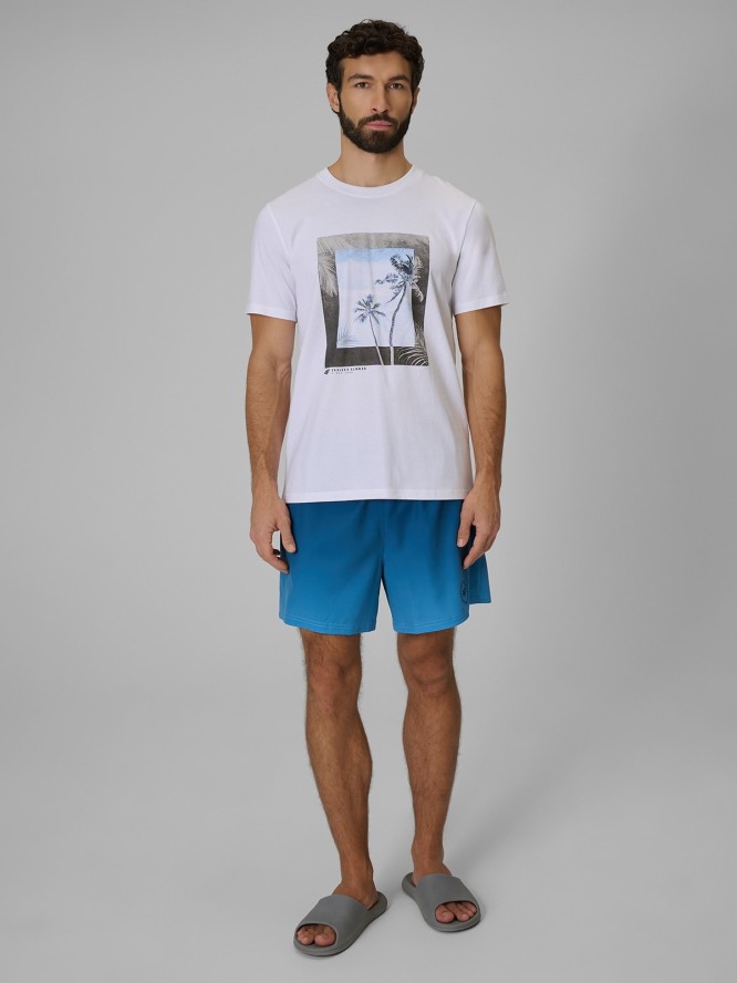 4F T-shirt regular z nadrukiem męski - biały L