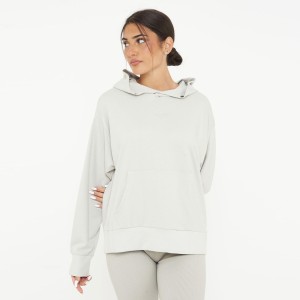 Szara Bluza Unisex z Kapturem F BOXY