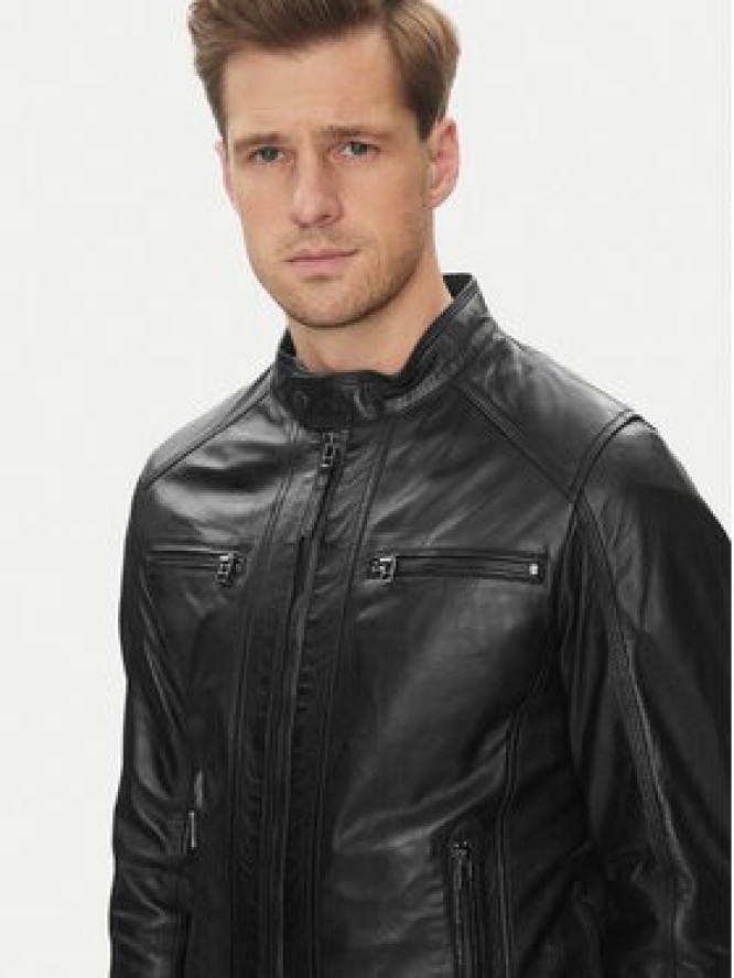 Serge Pariente Kurtka skórzana Erico Czarny Regular Fit