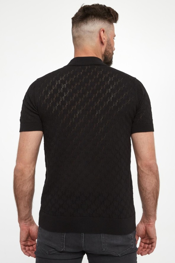 Polo męskie z dzianiny ażurowej KARL LAGERFELD