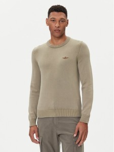 Aeronautica Militare Sweter 252MA1610UL00556 Khaki Regular Fit