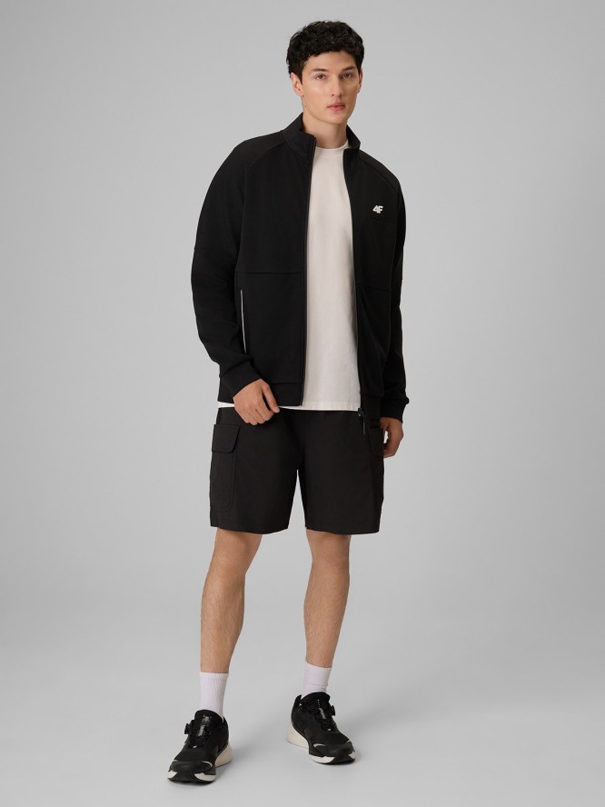 4F Bluza dresowa regular bez kaptura męska - czarna XL