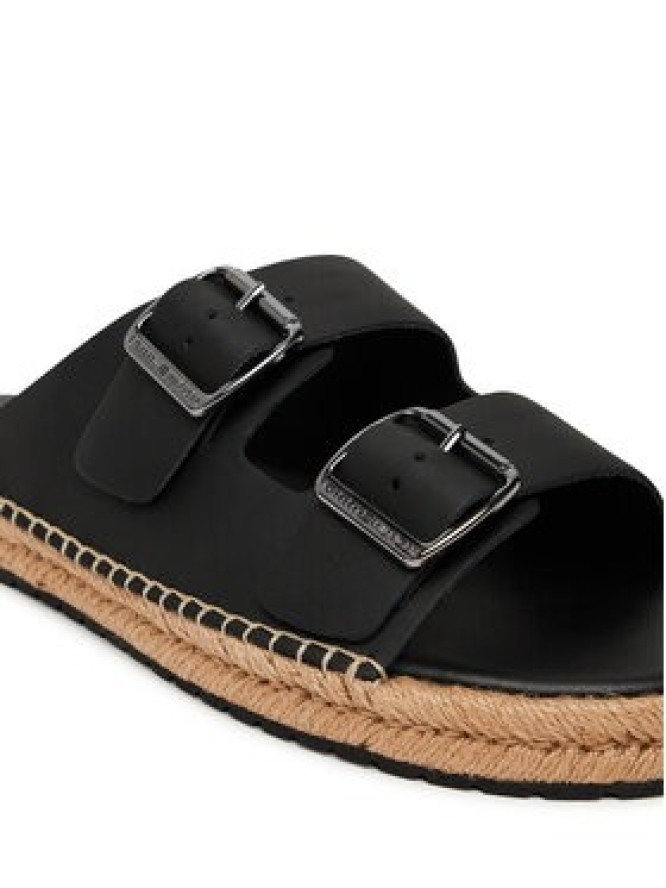 Tommy Hilfiger Espadryle Flex Jutte Hilfiger Lth Sandal FM0FM05646 Czarny