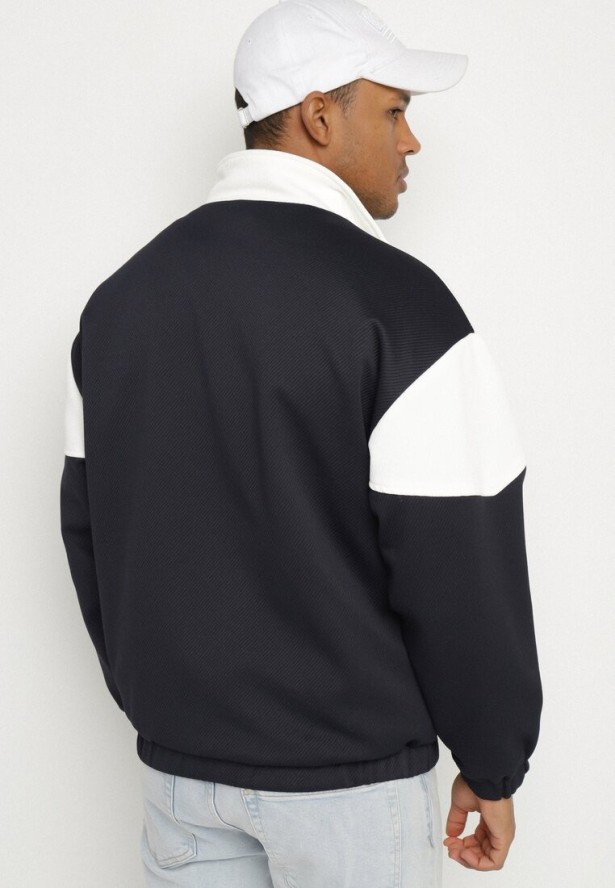 Biało-Granatowa Kurtka Ozdobiona Napisem Fonilia