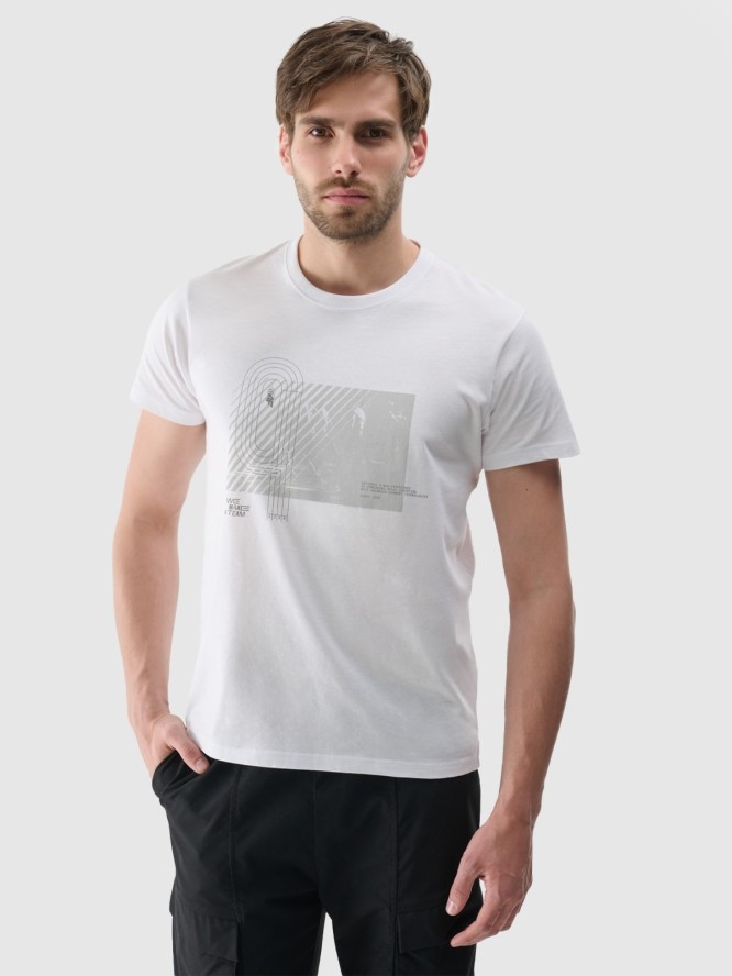 4F T-shirt regular z nadrukiem męski - biały XXL