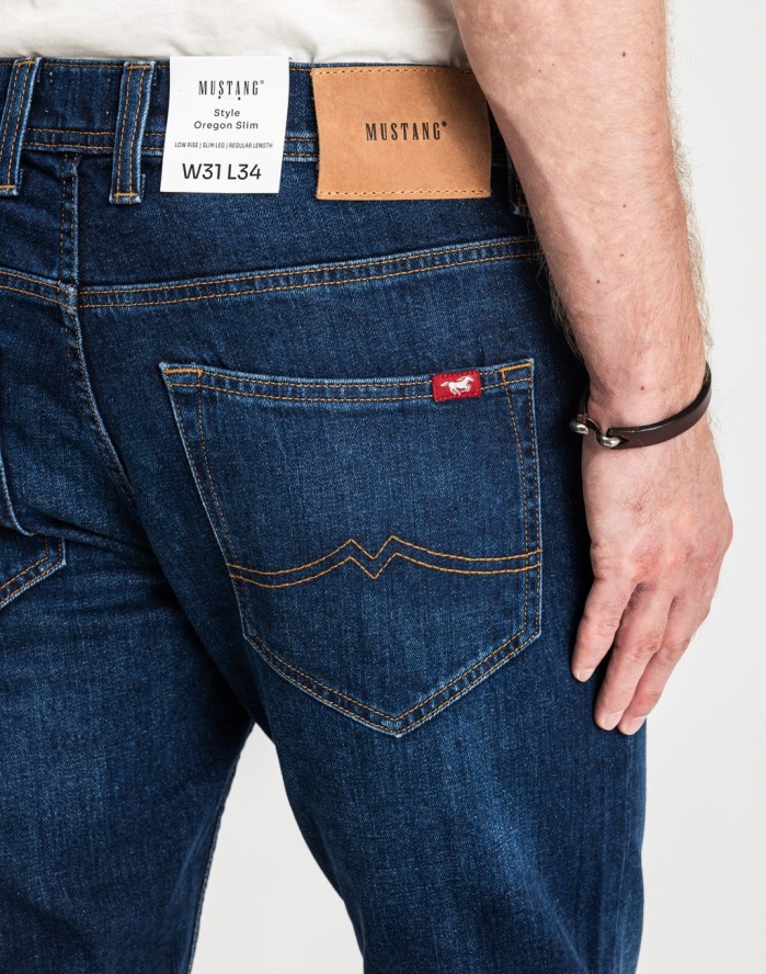 MUSTANG OREGON SLIM MĘSKIE SPODNIE JEANSOWE JEANSY DŻINSY DENIM BLUE 1015041 5000 982