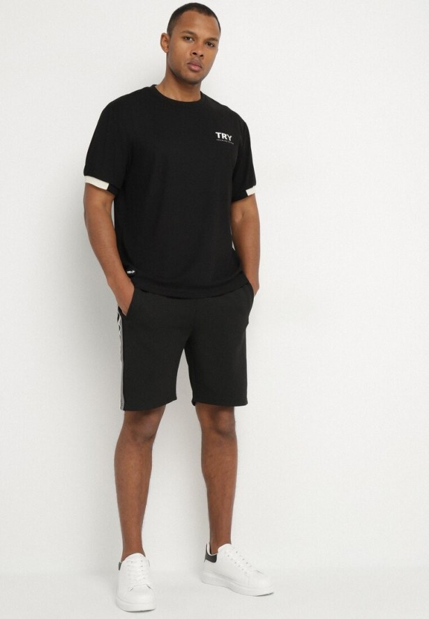 Czarne Szorty Dresowe z Wiązaniem Napirisa