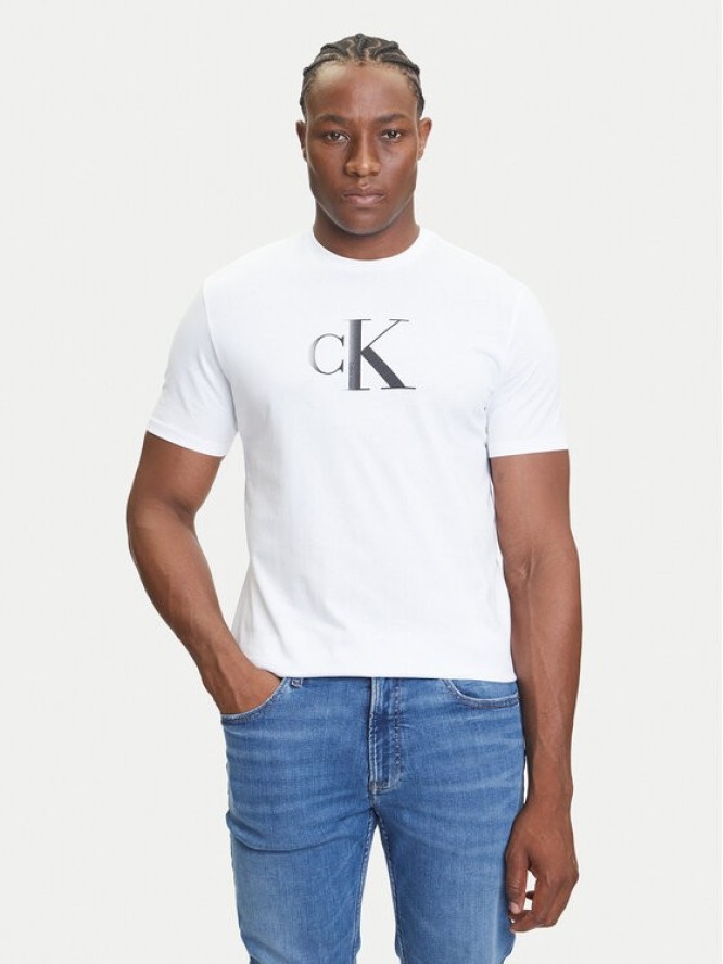 Calvin Klein Jeans T-Shirt Center Monogram LV04RC857G Biały Regular Fit