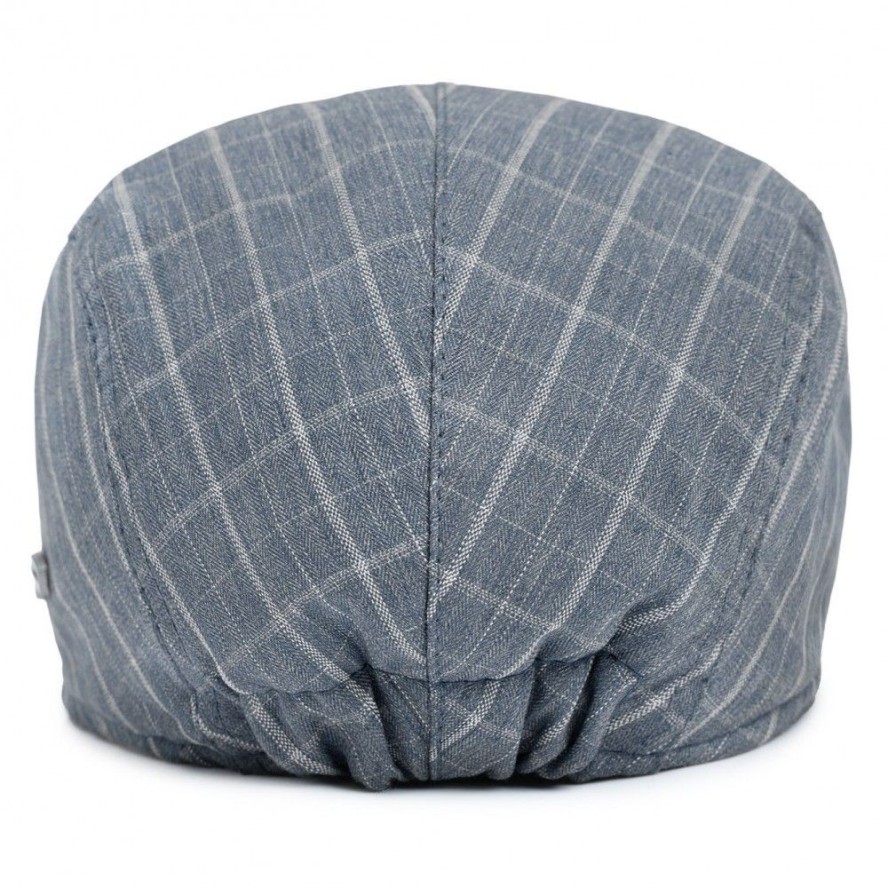 Lekki, Męski Kaszkiet Bawełniany - Pako Jeans - w Kratkę, Niebieski