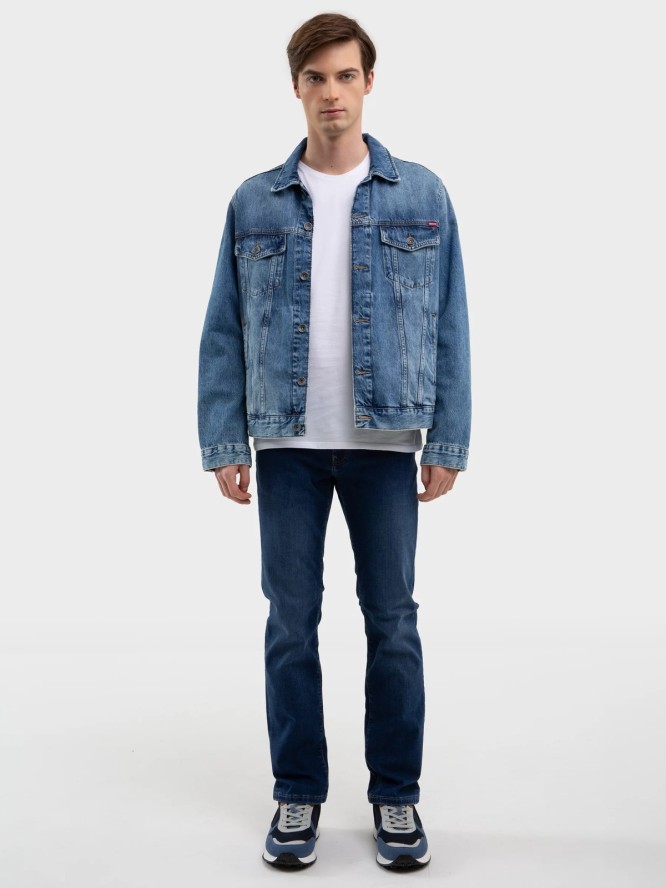 Jeansy męskie dopasowane granatowe Terry 499