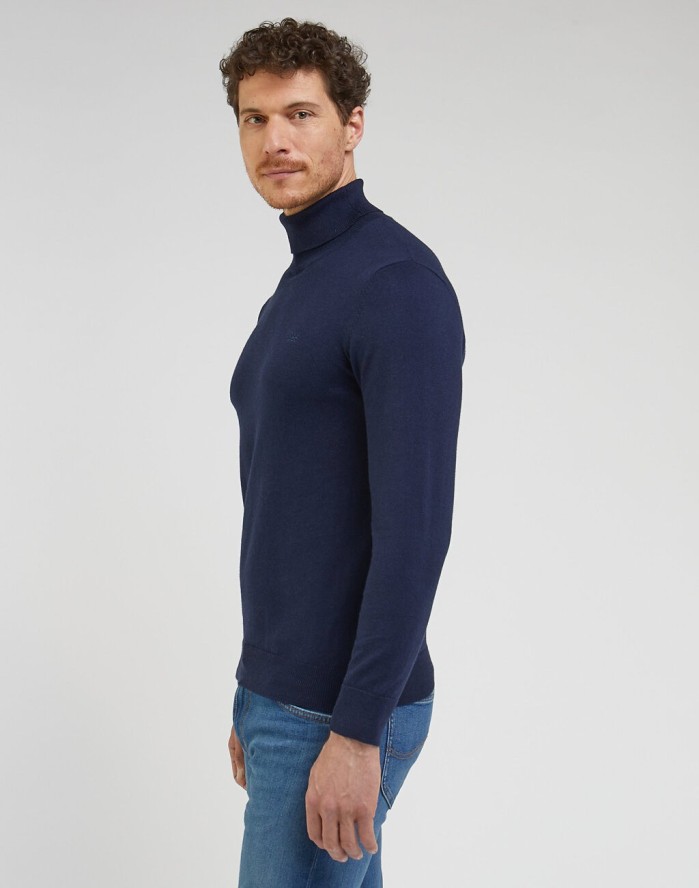 LEE HIGH NECK KNIT MĘSKI SWETER ELEGANCKI CIEPŁY SKY BLUE 112342994 L83C016371