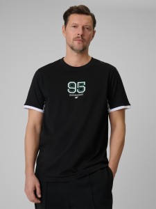 4F T-shirt regular z nadrukiem męski - czarny L