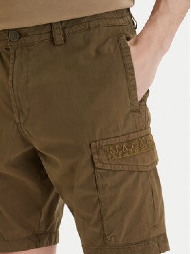 Napapijri Szorty materiałowe N-Deline NP0A4HOT Khaki Regular Fit