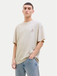 Jack & Jones T-Shirt Charge 12269384 Beżowy Relaxed Fit