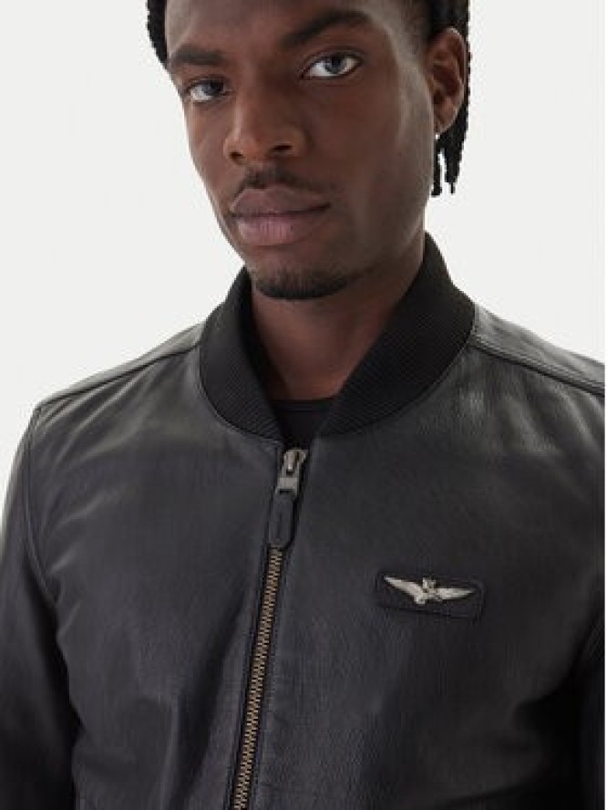 Aeronautica Militare Kurtka skórzana 252PN0958UPL00305 Czarny Regular Fit