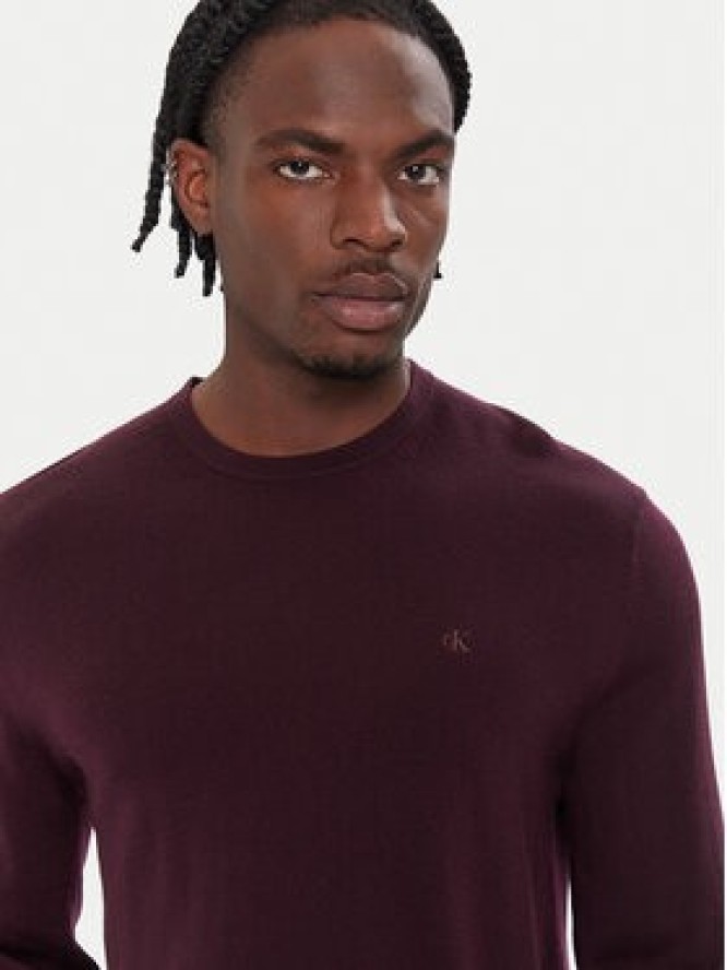 Calvin Klein Sweter LV04LB305G Bordowy Regular Fit