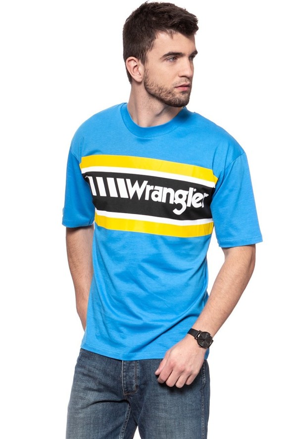 WRANGLER T SHIRT B&Y OVERSIZED T MEDITERRANEAN BLUE W7C44GHBR 112131691