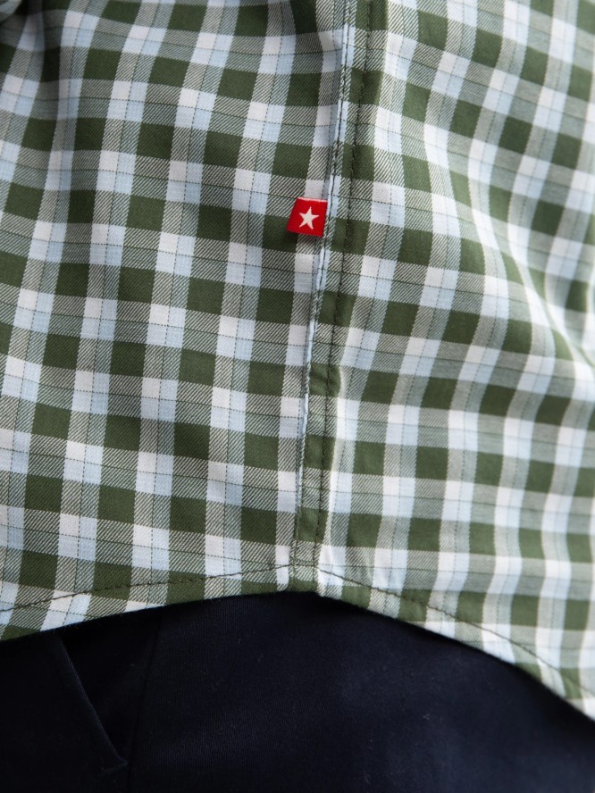 Koszula męska bawełniana w kratę zielono-białą Frankinis 303