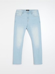 Jeansy regular fit z efektem sprania - niebieski