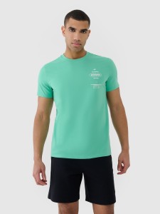 4F T-shirt regular z nadrukiem męski - zielony L