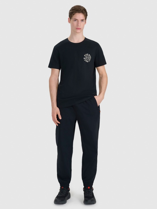 4F T-shirt regular z nadrukiem męski - czarny XL