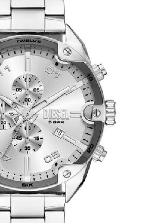 Diesel Zegarek Spiked Chronograph DZ4677 Srebrny