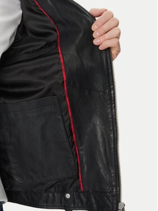 Guess Kurtka skórzana M2YL12 L0QN0 Czarny Regular Fit