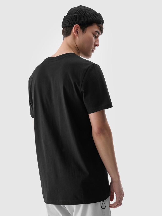 4F T-shirt regular gładki męski - czarny S