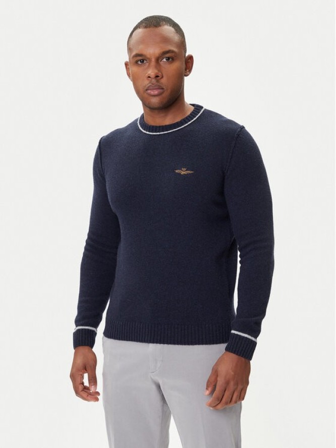 Aeronautica Militare Sweter 252MA1608UL00924 Granatowy Regular Fit