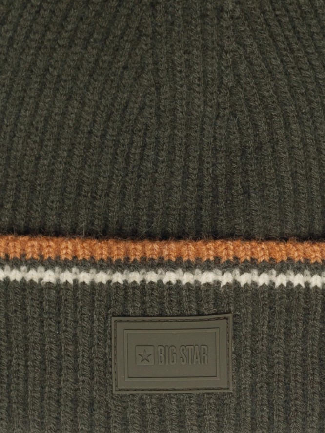 Czapka męska z kolorowym akcentem khaki Wandegor 303