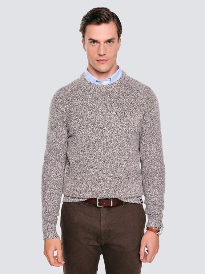 Sweter męski melanżowy brązowy Waltero 804