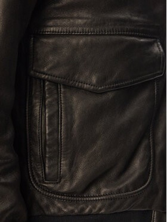 Aeronautica Militare Kurtka skórzana 261PN5057U100839 Czarny Regular Fit