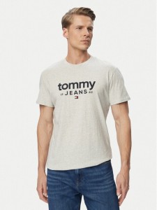 Tommy Jeans T-Shirt Graphic DM0DM23376 Szary jasny Slim Fit