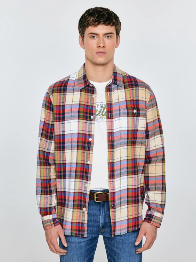 Koszula męska flanelowa wielokolorowa Flaneno 603