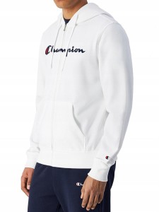 BLUZA męska CHAMPION na zamek 220728-WW001 z kapturem bawełniana biała L