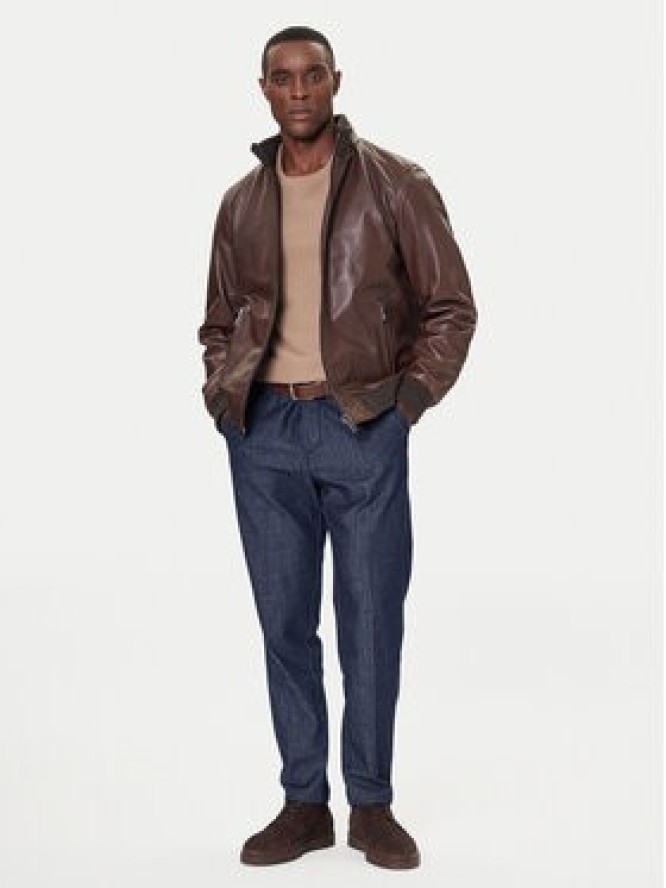 Milestone Kurtka skórzana MSNaldo 53101821280 Brązowy Regular Fit