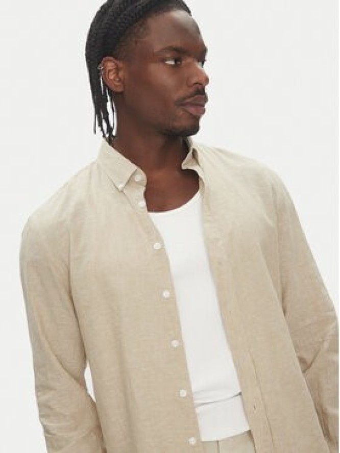 Lindbergh Koszula 30-203344B Beżowy Relaxed Fit