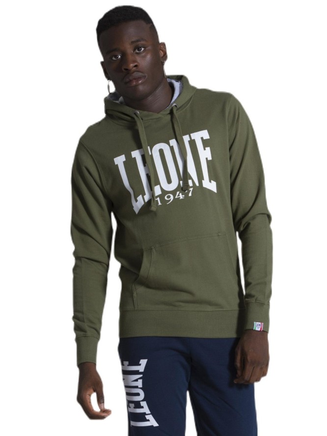 Leone 1947 Apparel Męska bluza z kapturem i dużym logo, lekka bawełna