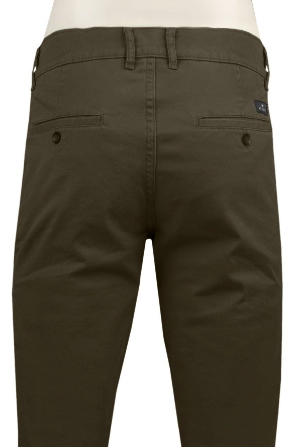 Męskie, Bawełniane Spodnie Typu Chinos - Victorio - Ciemny Brąz