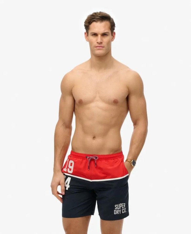 superdry Spodenki kąpielowe Nautical Logo 17 z recyklingowanego poliestru –