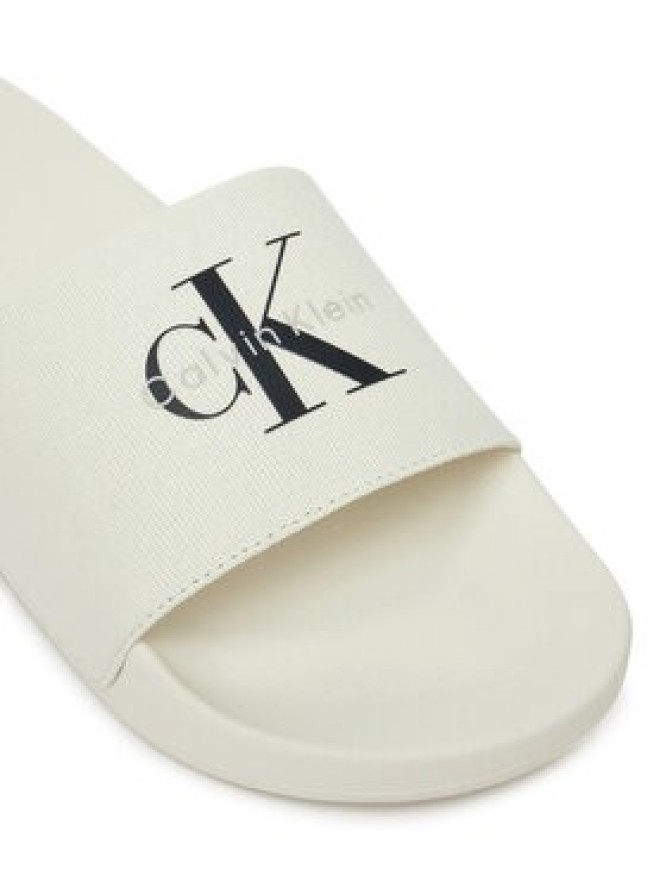Calvin Klein Jeans Klapki Slide Monologo Cv YM0YM01367 Biały
