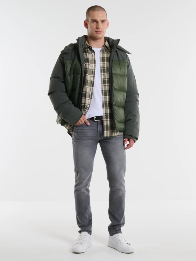 Jeansy męskie dopasowane z przetarciami ciemnoszare Terry Slim 896