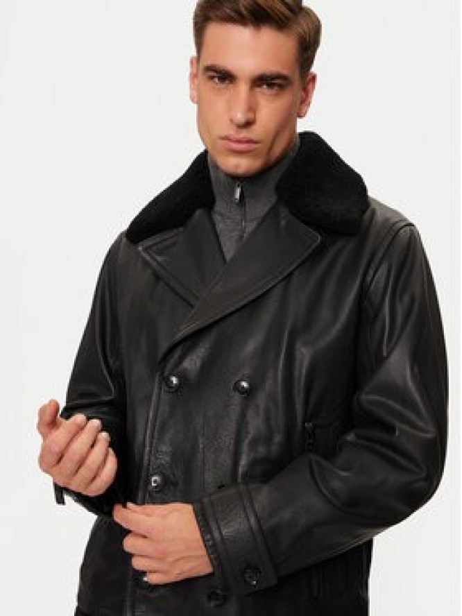 Boss Kurtka skórzana H-Mackinley 50524895 Czarny Regular Fit