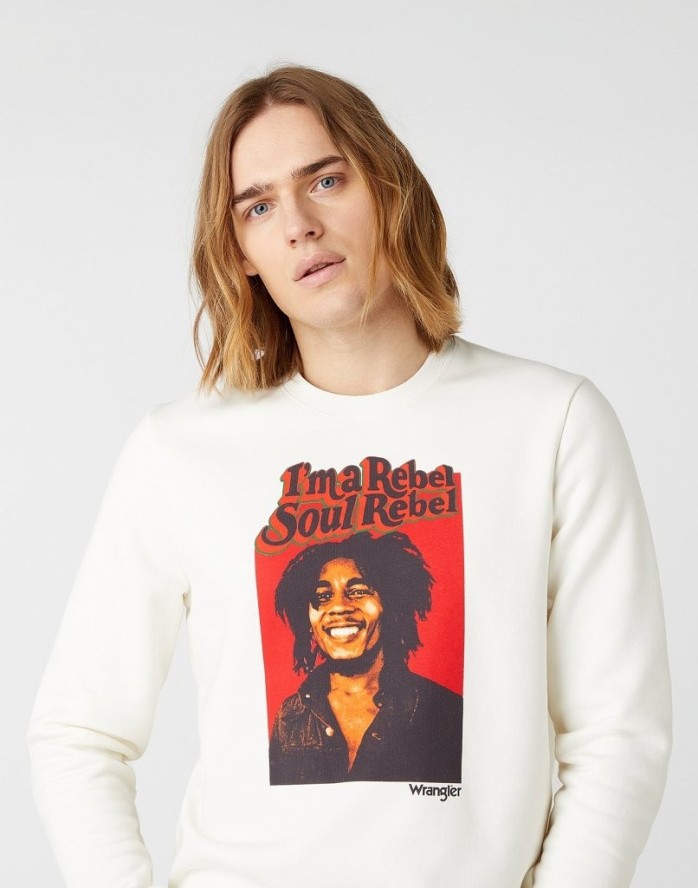 MĘSKA BLUZA WRANGLER SOUL REBEL CREW WHITE W681H1989 112141474
