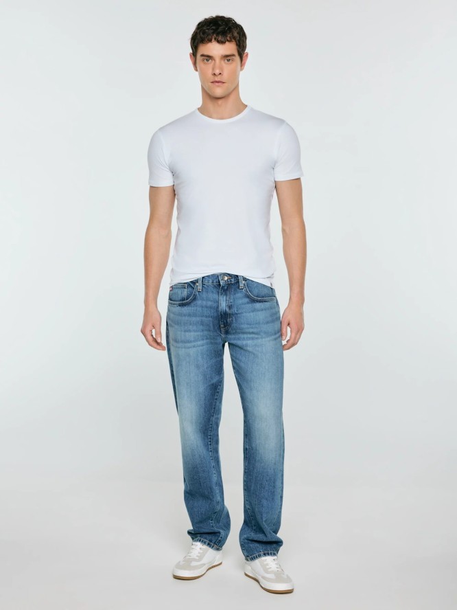 Jeansy męskie z prostą nogawką niebieskie Brandon 191