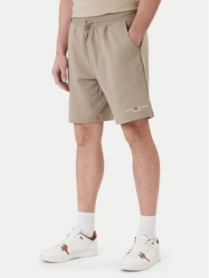 Tommy Hilfiger Szorty sportowe Logo MW0MW43068 Beżowy Regular Fit